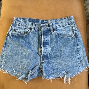 Levi's Blue Jean Shorts with Distressed Frayed Hem